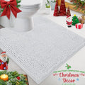 LuxUrux White Bath Mat-Extra-Soft Bath Shower Bathroom Rug,1'' Chenille Microfiber Material, Super Absorbent Shaggy Bath Rug. Machine Wash & Dry (20 x 20 inch, White) - color: White, size: 20'' X 20'' U