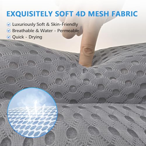 REEZEIVI Bath Pillows for Tub,Bath Pillow with 6 Non-Slip Suction Cups,Soft 4D Mesh Fabric,Bathtub Pillows for Tub Neck and Back Support,Extra Thick Luxury Bathtub Pillows,Grey - color: Grey