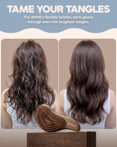 Detangler Brush, Curly Hair Brush for Women, Men & Kids - Wet & Dry Detangling Hair Brush for Curly, Thick, Fine & Wavy Hair - Anti-Breakage Wave Brush, Pain-Free Hairbrush, Smoke Cocoa - color: Smoke Cocoa