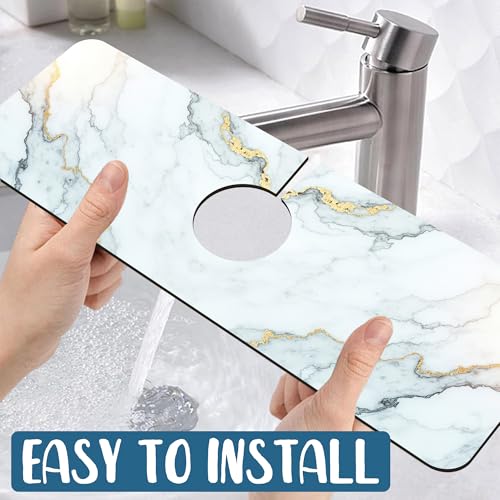 Faucet Mat for Kitchen Sink Absorbent Splash Guard Bathroom 15.5"X5.5" - size: 15.5" x 5.5"