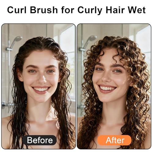 Curly Hair Brush, Curl Defining Brush with Soft Boar Bristles Detangling Tangled Glides, Wide-Teeth Design Effortlessly Shaping & Defining Curls (Black) - color: Black