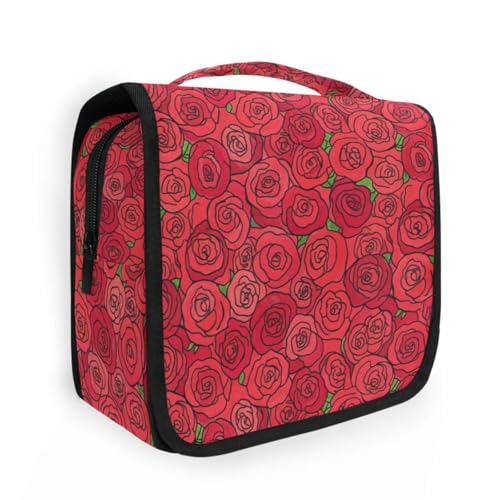 MNSRUU Hanging Toiletry Bag Romantic Red Rose Valentine Florals Makeup Bag Portable Travel bag for Toiletries Organizer Bags for Women Men, Travel-Essentials Bag - color: Flower 01