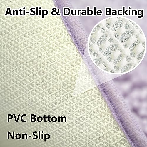 BOANKODU Bathroom Rugs Sets 2 Piece, Extra Soft Chenille Bath Mat Absorbent Bathroom Rug, Bathroom Mat with Sturdy PVC Non-Slip Bottom, Machine Washable Bath Rugs (Lavender) - color: Lavender, size: 16" x 24" + 20" x 32" (Rectangular)