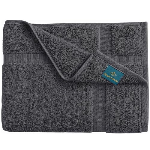 Pearl Linens 100% Ring Spun Cotton Bath Mat (Pack of 6) 20 x 30 Inch, Washable, Soft & Absorbent Terry Bathroom Floor Mat – Not Bathroom Rugs – Quick-Dry After Shower Bath Mat, 687 GSM, Dark Grey - color: Grey, size: 20x30 - Set of 6