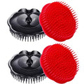 Hair Scalp Brush Dandruff Cleaning Brush Shower Scalp Shampoo Brush Scalp Massager Pack of 4 (Black and red) - color: Black and Red