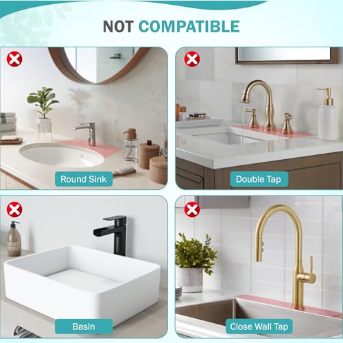 18 Inch Silicone Faucet Mat for Kitchen Sink Splash Guard, Adjustable Faucet Protector with Sponge Holder, Gray Drip Catcher Mat, Faucet Draining Mat