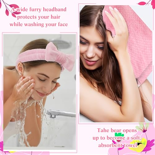 6 Set Spa Gifts Bulk for Women, Sleepover Party Favors Supplies for Bridesmaid Bridal Shower Wedding Guests Baby Shower Birthday Gift with Towels Socks Hair Tie Clip Eye Masks(Pink) - color: Pink