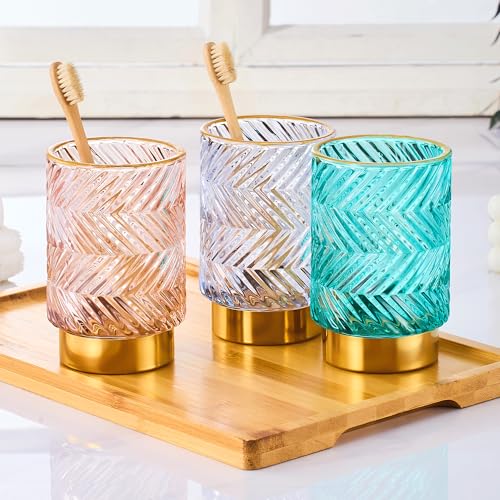 Makeup Brush Holder Organizer,Toothbrush Holders,Desk Pen Pencil Holder,Multifunctional Vintage Glass Brush Cup（A40-9-US） - color: Light Purple