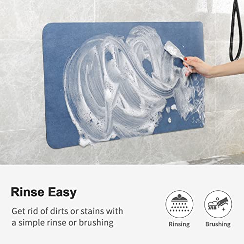 Stiio Bath Mat for Bathroom, Flat Bath Rug Super Absorbent Quick Dry, Non Slip Thin Bathroom Mats Fit Under Door, Easy Clean Washable Shower Mat Carpet for Kitchen, Bathtub, Sink, Blue 17x29 inches - color: Bule, size: 1'5" x 2'5" (Rectangular)