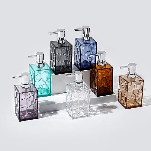 Hand Soap Dispenser, Clear Acrylic Plastic Liquid Pump Bottles Refillable Lotion Dispenser for Bathroom Decor Kitchen College Dorm, Amber - color: Clear Brown, size: 1 Pack