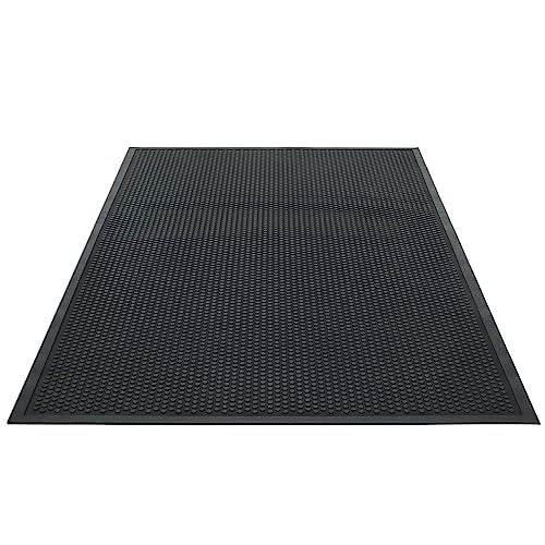 Guardian Easy Step Scraper 4X6 (45in x 69in) Indoor/Outdoor, Heavy-Duty, Solid Rubber Floor Mat,Black - size: 69"L x 45"W x 0.3"Th
