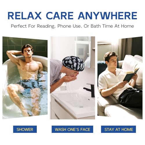 Years calm Shower Cap for Men, Waterproof & Heat-Retaining Hair Treatment Cap – Reusable Men’s Shower Cap with Foil Lining, Elastic Band, for Steam Care, Hair Mask & Oil Conditioning - color: Black