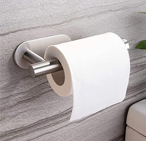 2 PCS Toilet Paper Holder, Premium SUS304 Stainless Steel Rustproof Wall Mounted Toilet Roll Holder No Drilling Toilet Tissues Holder for Bathroom, Washroom, Kitchen (Silver) - color: Silver