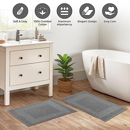 Superior Heavyweight Cotton Bath Mats, Bath Rugs For Bathroom Accessories, Washable Rug For Shower, Bath, Toilet, Modern Decor, No Backing, Luxury Hotel And Spa Quality, Set of 2, 22" x 35", Silver - color: Silver, size: 22" x 35" (Set of 2)