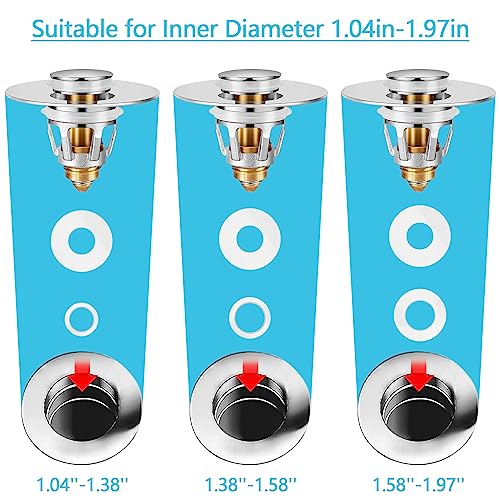 Universal Sink Stopper with Hair Catcher, Faster Drainage, Bathroom Sink Drain Strainer in Brass, Pop Up Drain Cover, Basin Plug for 1.04~1.97 Inch Drain Hole - color: 1.04-1.97" Single Piece