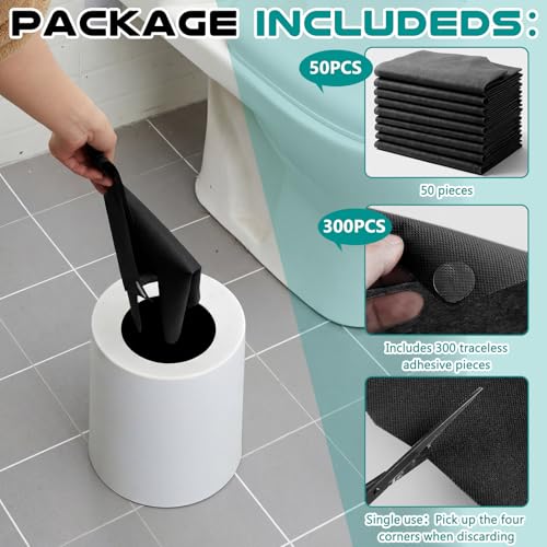 50 Pack Disposable Urinal Floor Mats Nonwoven Restroom Splash Pads with 300 Adhesive Dots 17.5" x 21" Mats Commercial Mens Bathroom Tile Protection Office Bar School Gym Facility Use(Black) - color: Black