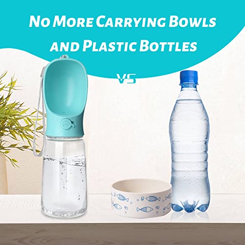 Kalimdor Dog Water Bottle, Leak Proof Portable Puppy Water Dispenser with Drinking Feeder for Pets Outdoor Walking, Hiking, Travel, Food Grade Plastic (19oz Blue) - color: 19oz Blue
