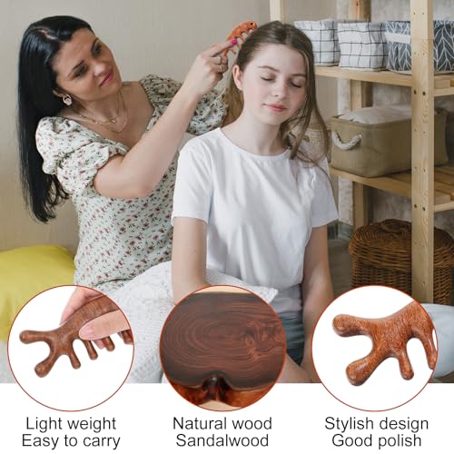 QfwdfcTrenz 3PCS Wooden Scalp Massager, Head Massage Tool, Deer Antler Comb, Reduction Head Massager Comb Deep Relaxation and Stress Reduction for Wellness and Self Care