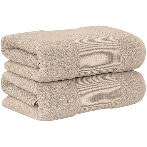 Modern Threads - Air Cloud 2-Pack 100% Zero-Twist Cotton Bath Sheet Set - Super Absorbent & Quick Dry - 500 GSM - Soft & Plush, Sand - color: Sand, size: 2-Pack Bath Sheet
