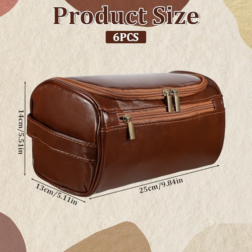 6 Pcs Toiletry Bag for Men Set of 6 Leather Toiletry-Bag for Men with Hook Premium Waterproof Kit Groomsmen Toiletry Bags PU leather cosmetic bags for Travel Essentials Gifts