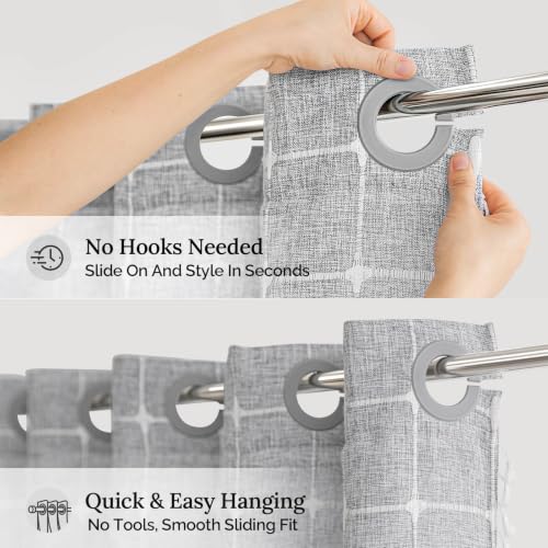River Dream Grey Farmhouse Shower Curtain with Snap-in Liner, No Hooks Needed,with Magnets,with Tassels,Water Repellent&Machine Washable,36x74Inch - color: Grey-window, size: 36"W x 74"L (Pack of 1)