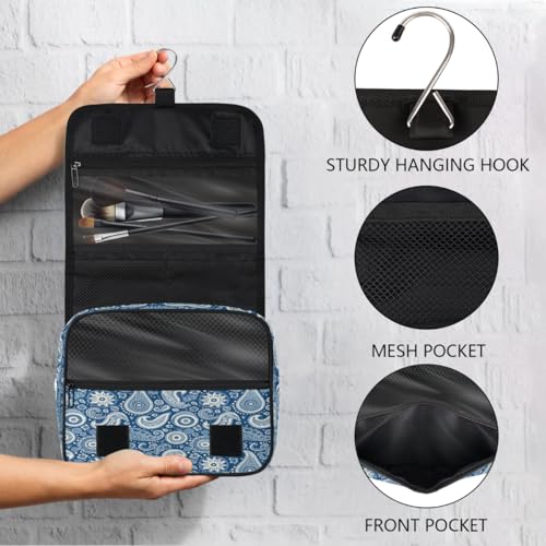 Travel Hanging Toiletry Bag for Women Girl Kinds Of Paisley Ethnic Print Cosmetic Bag Waterproof Makeup Organizer for Accessories, Shampoo, Full Sized Container, Toiletries for Bathroom Shower - color: E 07
