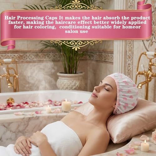 2 Pcs Deep Conditioning Heat Cap, Waterproof Reusable Hair Mask Cap, Double Layer Shower Steam Caps for Hair Dyeing, Perming, Long Thick Hairs Care