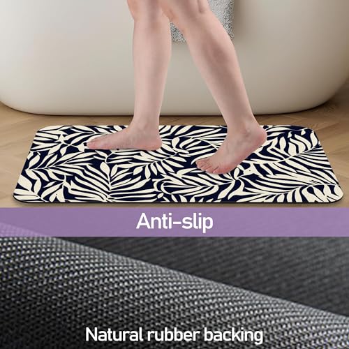 Black Leaves Bathroom Rugs, Fast-Absorbing Bath Mat, Quick-Dry Non-Slip Thin Rug for Bathroom Floor Kitchen 17"x30" - color: Black Leaves