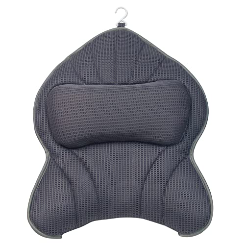 Poemland Extra Thick Large Bath Pillow with Neck,Back,Head Support for Bathtub, Spa, Soaking Gray(21''x17'') - size: Gray(21''x17'')
