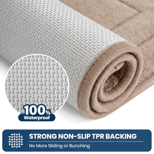 PURRUGS Machine Washable Kitchen Rug Set [2 PCS] (24" x 35.5"+ 24" x 59"), Non-Slip/Skid Kitchen Runner Rugs & Floor Mats, Super Absorbent Soft Standing Mats for Kitchen, Laundry & Sink, Beige - color: Beige, size: 24" X 35.5"+ 24" X 59"