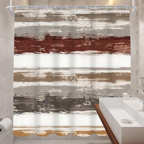 Abstract Brown 72Wx84H Shower Curtain Extra Long Modern Gray Grey Oil Painting Watercolor Striped Minimalist Geometric Simple Bathroom Curtain Set Aesthetic Bath Bathroom Accessories Decor - size: 72"W x 84"L (Pack of 1)