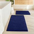 HOMEIDEAS 2 Pieces Bathroom Rugs, Non Slip Absorbent Chenille Toilet Bath Mat Set (Navy Blue) - color: Blue-navy Blue, size: 1'5" x 2'8" (Rectangular 20"x32"+17"x24")