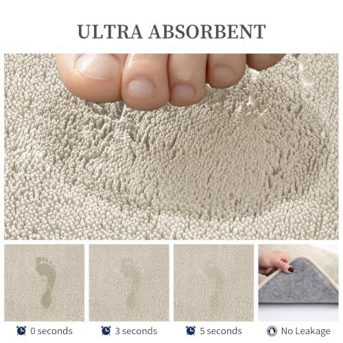 YIHOUSE Memory Foam Bathroom Rugs Sets 2 Piece - Extra Thick Soft Towel-Like Absorbent Bath Mat Set, Non Slip Machine Washable Bath Rugs Carpet for Bath, Tub & Shower (32"x20"+24"x17", Beige) - color: Beige, size: 1'5" x 2' (17"x24"+20"x32")