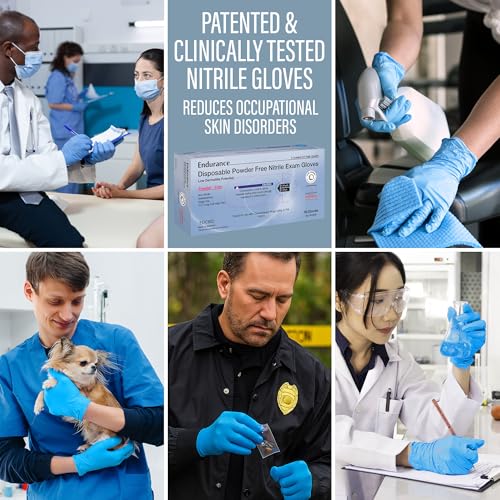 Endurance Blue Nitrile Gloves – 8 Mil Heavy-Duty Disposable Gloves, Powder & Latex-Free, Low Derma, and Non-Sterile - size: Medium (Pack of 500)