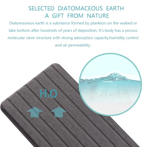 NiuYichee 2 PCS Water Absorbent diatomite Coasters, 9.5" x 5.5" Water Absorbing Stone Tray for Sink, Stone Drying mat for Kitchen Counter, Stone soap Tray Used for Hand Soaps & toiletries & Plants - color: Dark Grey, size: 9.5 x 5.5 inches