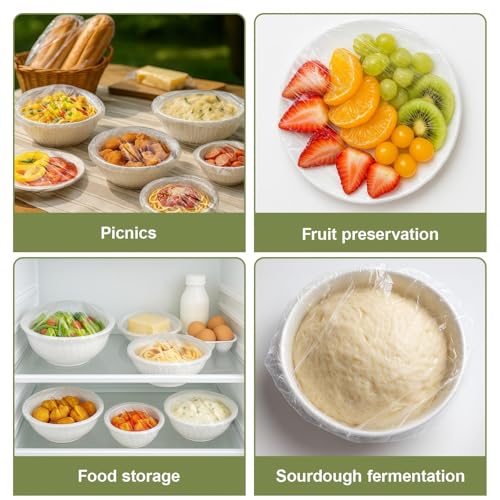 500PCS Bowl Covers for Bread Proofing – QUINGLU Elastic Plastic Food Covers | BPA-Free Reusable Disposable Wraps, Thickened Shower Caps for Bowls, Plates, fruit, Leftovers & Outdoor Picnics - size: Large-500