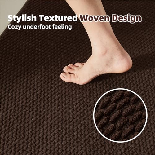 TYUU Bathroom Rugs Non Slip Washable, Super Absorbent Thin Bath Mat Small Quick Dry Low Pile Bathroom Rug, Brown 20"x30" - color: Brown01, size: 1'8" X 2'6" (Rectangular)