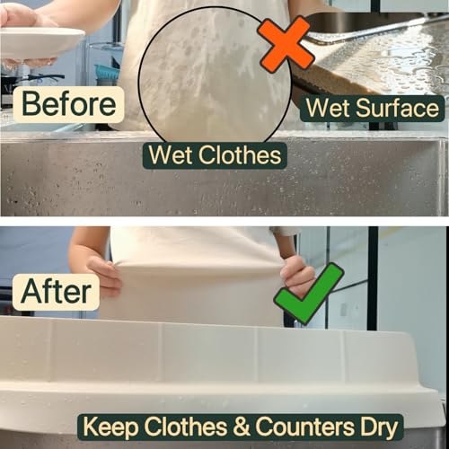 Sink Splash Guard | Tall Wall Splatter Screen | Keeps Clothes & Countertops Dry for Kitchen & Pet Bathing | Strong Silicone Suction -Sink Edge Protector | Perfect for Washing Dishes & Small Dogs - color: Cream, size: 18 Inch