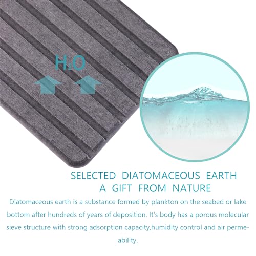 NiuYichee 2 PCS Water Absorbent diatomite Coasters, 12.2" x 4" Water Absorbing Stone Tray for Sink, Stone Drying mat for Kitchen Counter, Stone soap Tray Used for Hand Soaps & toiletries & Plants - color: Dark Grey, size: 12.2 x 4 inches