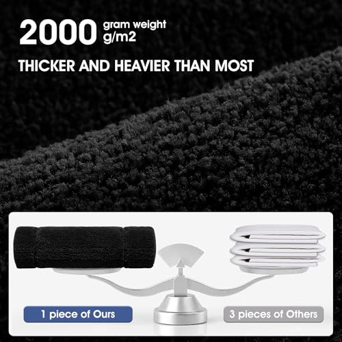 Bathroom Rugs 36"x24", Ultra Soft Thick Plush Fluffy Microfiber Absorbent Bath Mat, Non-Slip Backing, Machine Washable Bath Mats for Bathroom Floor, Tub and Shower, Home Decor Accessories, Black - color: Black, size: 2' x 3' (Rectangular)