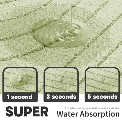 YIHOUSE Green Bathroom Rug Set 2 Pieces, Soft Non Slip Memory Foam Bath Mats, Extra Thick, Machine Washable - color: Green-2, size: 2 PC