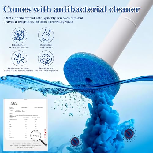 Disposable Toilet Brush, Auto-Ejecting, Includes 48 Enhanced Refills (24 Ocean, 24 Natural), Plus 3 Air-Purifying Scented Rings (Ocean, Rose, Lemon) 360° Dead-Angle-Free Cleaning - color: 1-48white