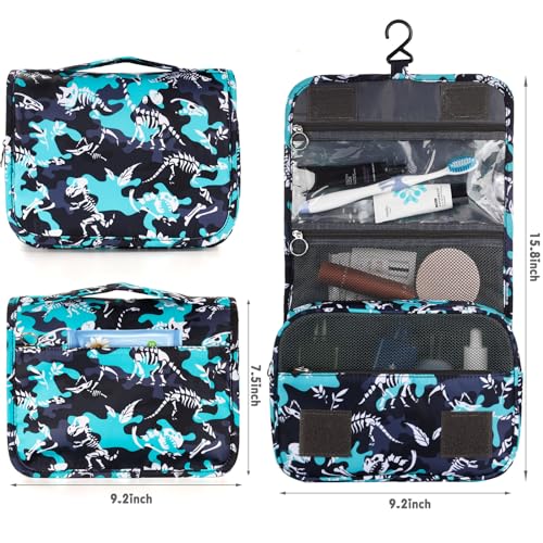 Kids Hanging Toiletry Bag for Boys, Travel Toiletry Bag for Little Young Boys Waterproof Wash Bag Toddler Traveling Toiletries, Dinosaur Black - color: Dinosaur-Black