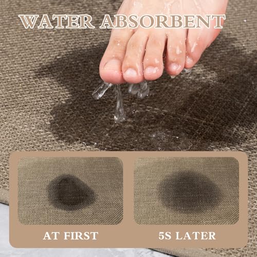 chakme Bathroom Rugs Mat 47x25, Ultra Thin Non Slip Bath Mat Large Quick Dry Absorbent Bath Mat for Bathroom Floor, (Dark Beige, 47"x25") - color: Dark Beige, size: 2' x 3'11" (Rectangular)