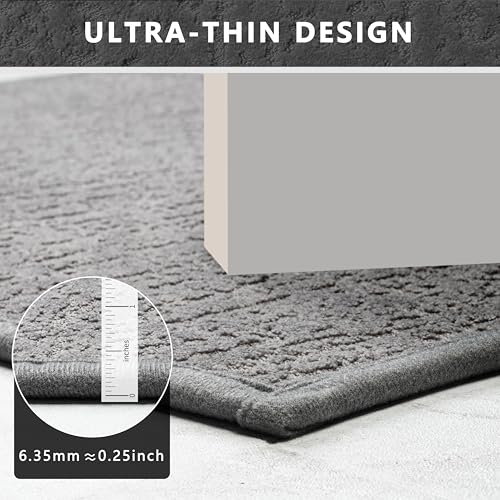 Grey Bathroom Rugs Non Slip Washable Quick Dry Ultra Thin Bath Mat Bathroom Rugs Fit Under Door Low Profile Bath Mat, 17" × 32" - color: Grey, size: Medium(17"x 32")