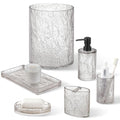 RQYIXI 6 PCS Resin Bathroom Accessories Set, Silver-Grey, Minimalist Luxury | Modern Elegance Shatterproof Bathroom Set Includes: Soap Dispenser,Toothbrush Holder,Tumbler,Soap Dish,Tray,Trash Can - size: 6pcs