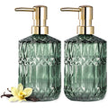 EMPO Clear Glass Soap Dispenser with ABS Plastic Pump, Crystal Lotion Dispensers for Kitchen Sink, Bathroom (2Pack Green) - color: 2pack Green