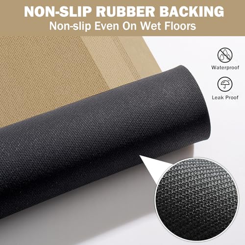YDKGL Non Slip Bath Mat, Rubber Backing Ultra Thin Bathroom Rugs Fit Under Door Quick Dry Super Absorbent Washable Bath Rug Shower Mat for Bathroom Floor Bathtub Shower Sink, Easy Care Brown 20"x 32" - color: A- Brown, size: 20” x 32“