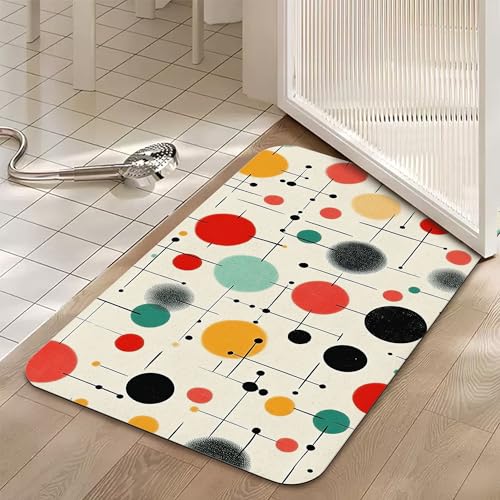 Diatomaceous Bathroom Rugs,Mid Century Bathroom Decor,Modern Non Slip Bath Mat,Quick Dry Easy to Clean Care Shower Rug for Home Dorm Low Profile Floor Mat 17 X 29.5 Inch - color: Mid Century