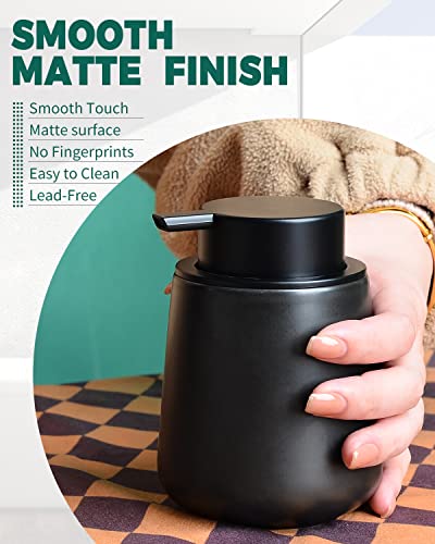 Bosilunlife Ceramic Foaming Soap Dispenser - 12Oz Bathroom Countertop Kitchen Dish Soap Pump Dispenser Foam Soap Dispenser - Matte Black - color: Matte Black
